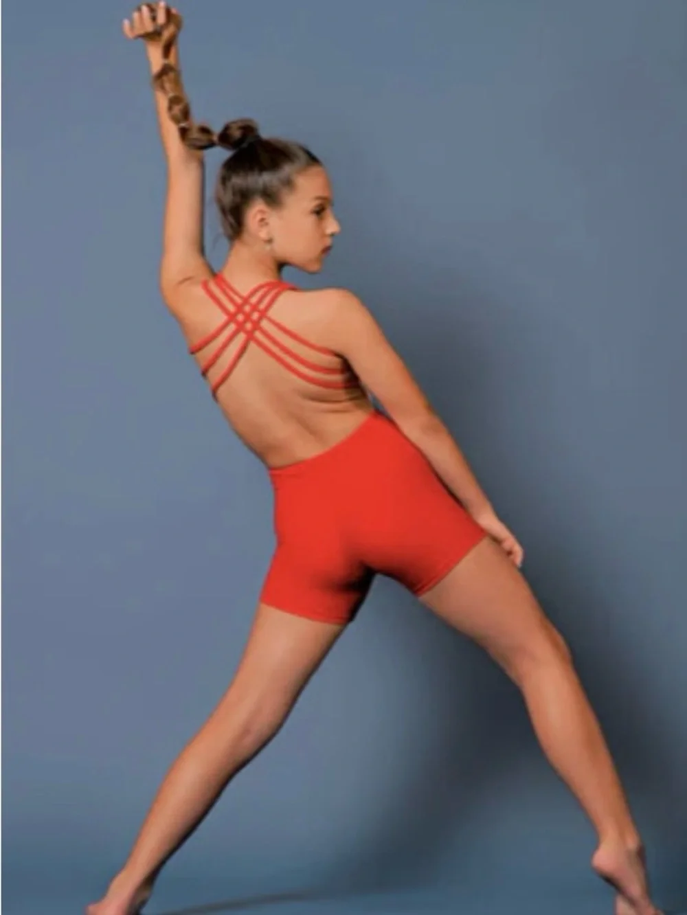 AA Dance Stoned Red Biketard with Mesh Cutout Sides. Size XS